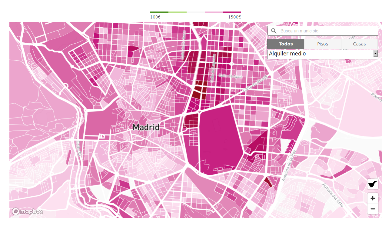 View of part of Madrid in the visualisation created by El País
